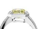 White gold Fancy Yellow Asscher  Cut Halo Diamond Pave Band with Four-Prong Setting_20