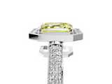 White gold Fancy Yellow Asscher  Cut Halo Diamond Pave Band with Four-Prong Setting_22