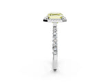 White gold Fancy Yellow Asscher Cut Halo Diamond Pave Band with Prong Setting_2