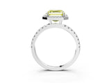 White gold Fancy Yellow Asscher Cut Halo Diamond Pave Band with Prong Setting_3