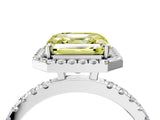 White gold Fancy Yellow Asscher Cut Halo Diamond Pave Band with Prong Setting_4