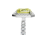 White gold Fancy Yellow Asscher Cut Halo Diamond Pave Band with Prong Setting_5