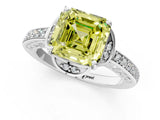 White gold Fancy Yellow Asscher  Cut Halo Diamond Ring with Channel Set Band and Four-Prong Setting_47