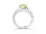 White gold Fancy Yellow Asscher  Cut Halo Diamond Ring with Channel Set Band and Four-Prong Setting_49