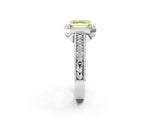 White gold Fancy Yellow Asscher  Cut Halo Diamond Ring with Pavé Band and Four-Prong Setting_32