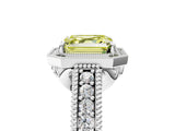 White gold Fancy Yellow Asscher  Cut Halo Diamond Ring with Pavé Band and Four-Prong Setting_34