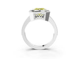 White gold Fancy Yellow Asscher  Cut Halo Diamond Ring with Pavé Band and Milgrain Prong Setting_52