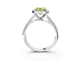White gold Fancy Yellow Asscher Cut Halo Diamond Ring with Pavé Band_39