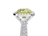 White gold Fancy Yellow Asscher Cut Halo Diamond Ring with Pavé Band_41