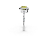 White gold Fancy Yellow Asscher  Cut Halo Diamond Ring with Pave Band and Four-Prong Setting_19