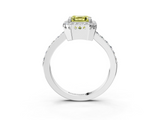 White gold Fancy Yellow Asscher  Cut Halo Diamond Ring with Pave Band and Four-Prong Setting_20