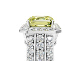 White gold Fancy Yellow Asscher Cut Halo Diamond Ring with Round  Split Shank and Prong Setting_97