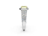 White gold Fancy Yellow Asscher Cut Halo Pavé Diamond Engagement Ring with Split Shank and Four-Prong Setting_5