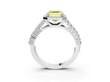 White gold Fancy Yellow Asscher Cut Halo Pavé Diamond Engagement Ring with Split Shank and Four-Prong Setting_6