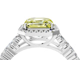 White gold Fancy Yellow Asscher Cut Halo Pavé Diamond Engagement Ring with Split Shank and Four-Prong Setting_7