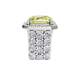 White gold Fancy Yellow Asscher Cut Halo Pavé Diamond Engagement Ring with Split Shank and Four-Prong Setting_8