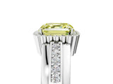 White gold Fancy Yellow Asscher  Cut Halo Pave Band Four-Prong Ring_50