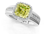 White gold Fancy Yellow Asscher  Cut Halo Pave Band Four-Prong Ring_53