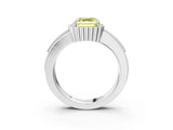 White gold Fancy Yellow Asscher  Cut Halo Pave Band Four-Prong Ring_55