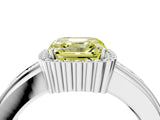White gold Fancy Yellow Asscher  Cut Halo Pave Band Four-Prong Ring_56