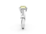 White gold Fancy Yellow Asscher  Cut Halo Pave Band Four-Prong Ring_59