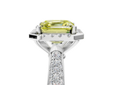 White gold Fancy Yellow Asscher  Cut Halo Pave Band Four-Prong Setting Ring_5