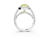 White gold Fancy Yellow Asscher  Cut Halo Pave Split Shank Prong Setting Ring_51