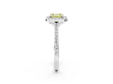 White gold Fancy Yellow Asscher Cut Halo Round Diamond Pavé Band with Four-Prong Setting_17