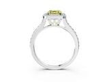 White gold Fancy Yellow Asscher Cut Halo Round Diamond Pavé Band with Four-Prong Setting_18