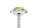 White gold Fancy Yellow Asscher Cut Halo Round Diamond Pavé Band with Four-Prong Setting_20