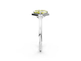 White gold Fancy Yellow Asscher Cut Halo Round Diamond Solitaire Engagement Ring with Pave Band and Four-Prong Setting_2