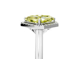 White gold Fancy Yellow Asscher Cut Halo Round Diamond Solitaire Engagement Ring with Pave Band and Four-Prong Setting_29