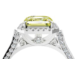 White gold Fancy Yellow Asscher Cut Halo Round Diamond Twist Band with Four-Prong Setting_28