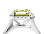 White gold Fancy Yellow Asscher  Cut Halo Solitaire Engagement Ring with Square Band and Four-Prong Setting_16