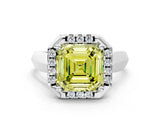 White gold Fancy Yellow Asscher  Cut Halo Solitaire Engagement Ring with Square Band and Four-Prong Setting_75