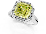 White gold Fancy Yellow Asscher  Cut Halo Solitaire Engagement Ring with Square Band and Four-Prong Setting_79