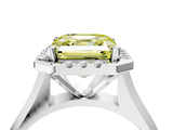White gold Fancy Yellow Asscher  Cut Halo Solitaire Engagement Ring with Square Band and Four-Prong Setting_81