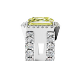 White gold Fancy Yellow Asscher  Cut Halo Split Shank Diamond Ring with Four-Prong Setting_5