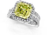 White gold Fancy Yellow Asscher  Cut Halo Split Shank Prong Setting Ring_19