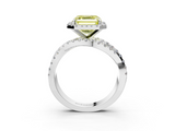 White gold Fancy Yellow Asscher  Cut Halo Split Shank Prong Setting Ring_21