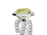 White gold Fancy Yellow Asscher  Cut Halo Split Shank Prong Setting Ring_22