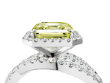 White gold Fancy Yellow Asscher  Cut Halo Split Shank Prong Setting Ring_22