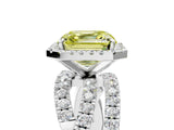 White gold Fancy Yellow Asscher  Cut Halo Split Shank Prong Setting Ring_29