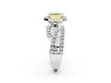 White gold Fancy Yellow Asscher  Cut Halo Split Shank Prong Setting Ring_38