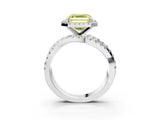 White gold Fancy Yellow Asscher  Cut Halo Split Shank Prong Setting Ring_39