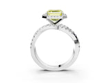 White gold Fancy Yellow Asscher  Cut Halo Split Shank Prong Setting Ring_51