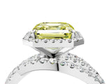 White gold Fancy Yellow Asscher  Cut Halo Split Shank Prong Setting Ring_52