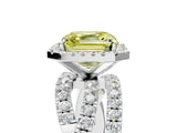 White gold Fancy Yellow Asscher  Cut Halo Split Shank Prong Setting Ring_53