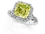 White gold Fancy Yellow Asscher Cut Halo Twist Band with Four-Prong Setting_73