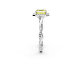 White gold Fancy Yellow Asscher Cut Halo Twist Band with Four-Prong Setting_74